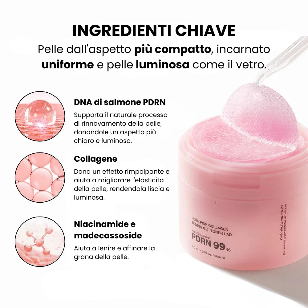 Tonico Gel Tonificante al Collagene Rosa (70 dischetti)